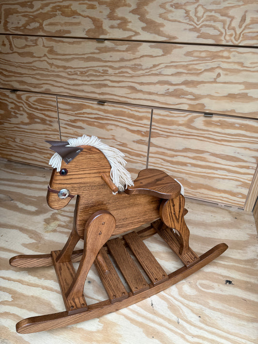 Custom-Built Small Oak Rocking Horse